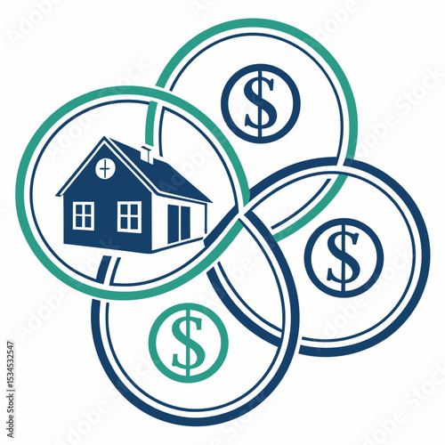Business Loan and Mortgage Finance Icon Design