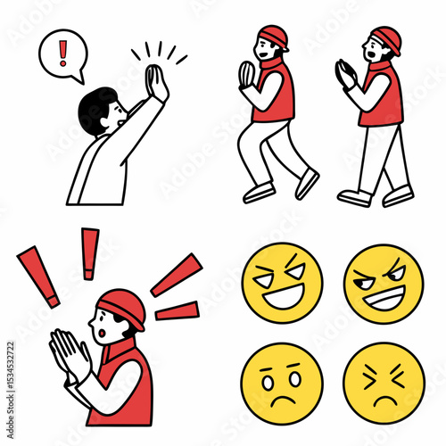Emoji Icon Set Showing Human Emotions and Gestures