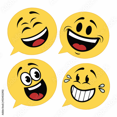 Happy Smile Face Emojis Icon Set for Messaging Apps