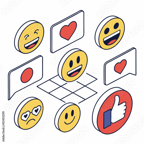 Isometric Emojis Icon Vector Set for Modern UI