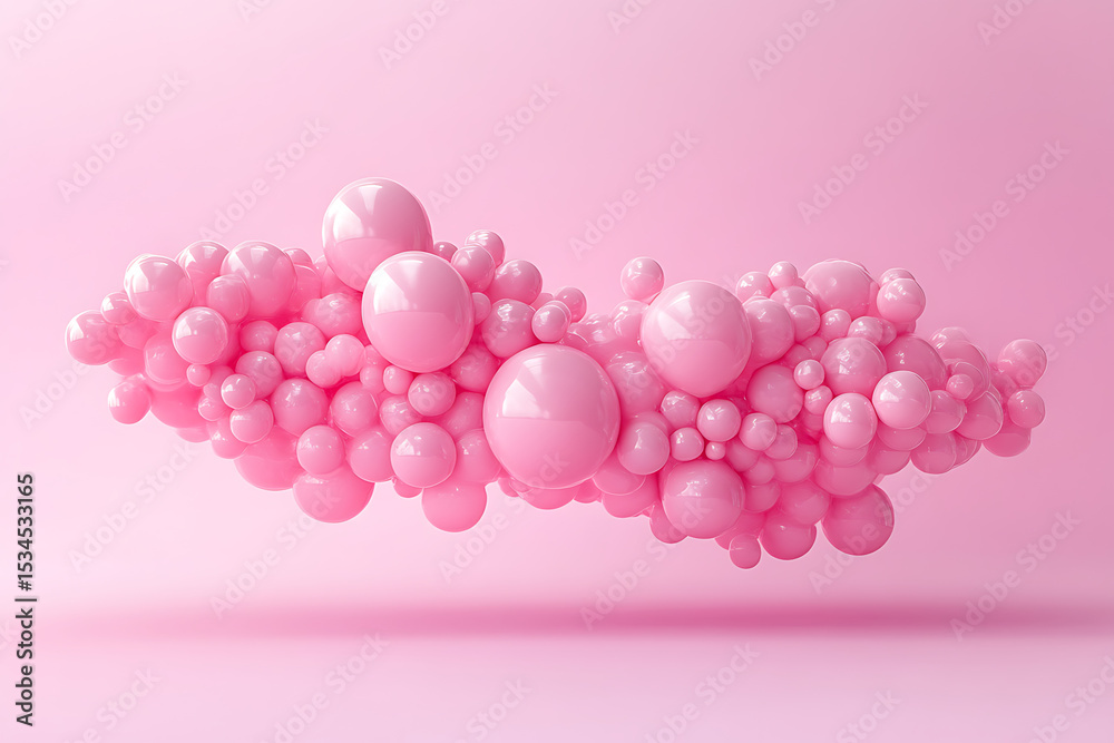 Fototapeta premium A dynamic abstract background features interconnected bubbles and circular shapes in varying opacities and soft pink hues, creating a modern and ethereal design with depth and subtle light