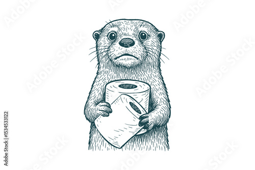 Otter with Toilet Paper – Cute Holding Paper Meme Design