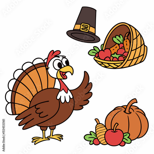 Thanksgiving Turkey Emojis Icon Vector for Events