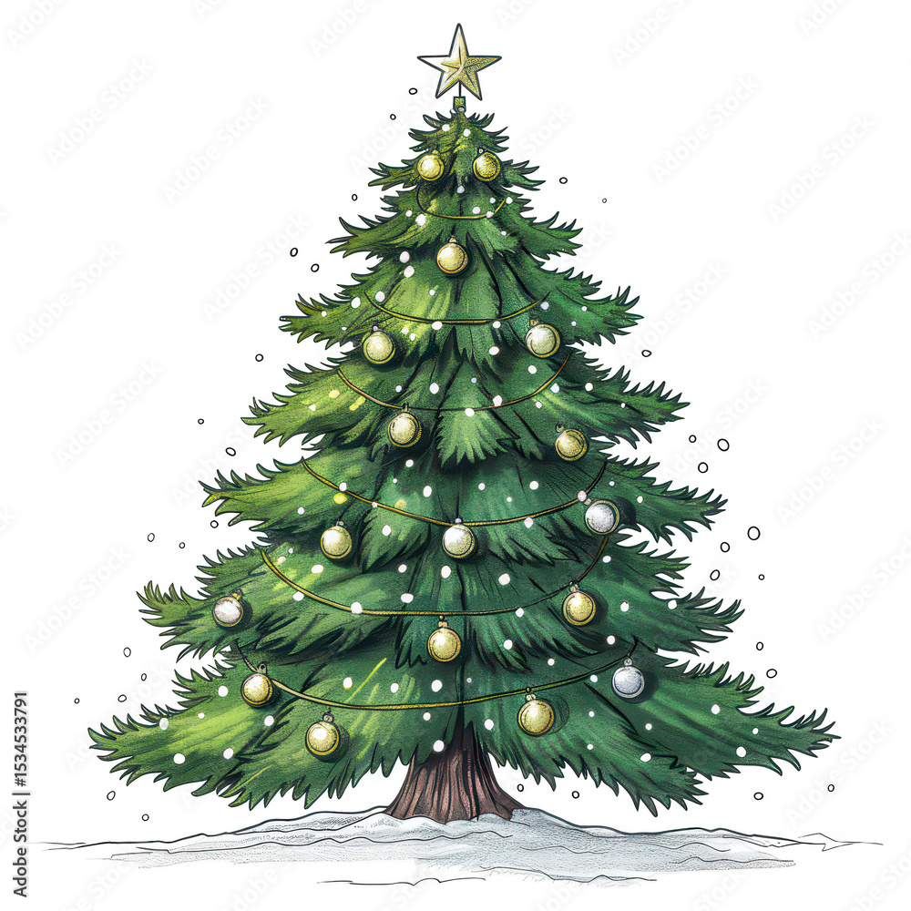 Fototapeta premium Christmas tree on white background