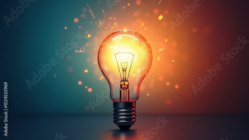 Glowing light bulb background. Generative Ai.