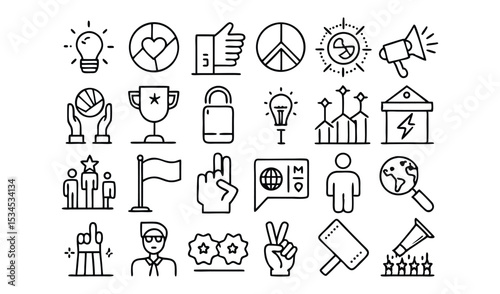 Collection of doodle style success and achievement icons