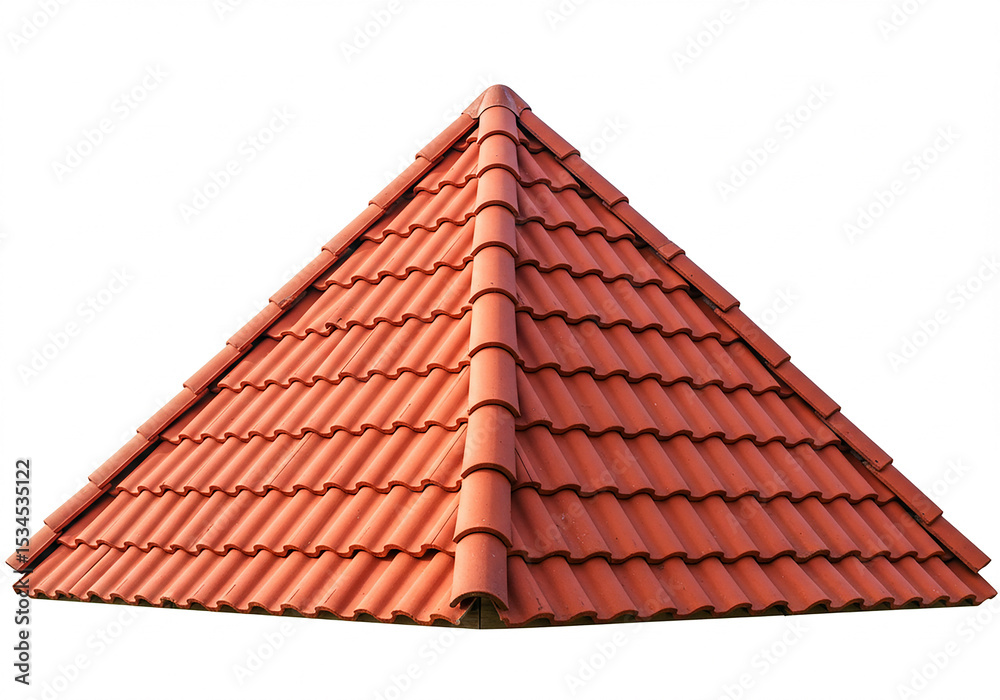 Naklejka premium Red clay tile roof of a house
