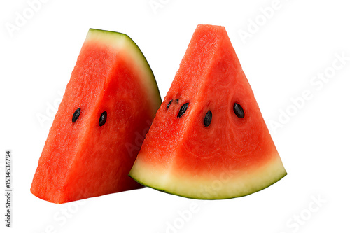 Juicy watermelon slices with rich red pulp and dark seeds on white background—bursting with freshness! **Brighten your project with this summer-perfect image—download now!** 🍉✨
