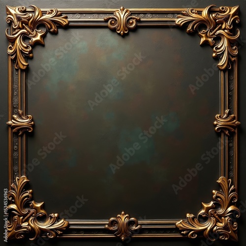 Ornate gold frame with dark background