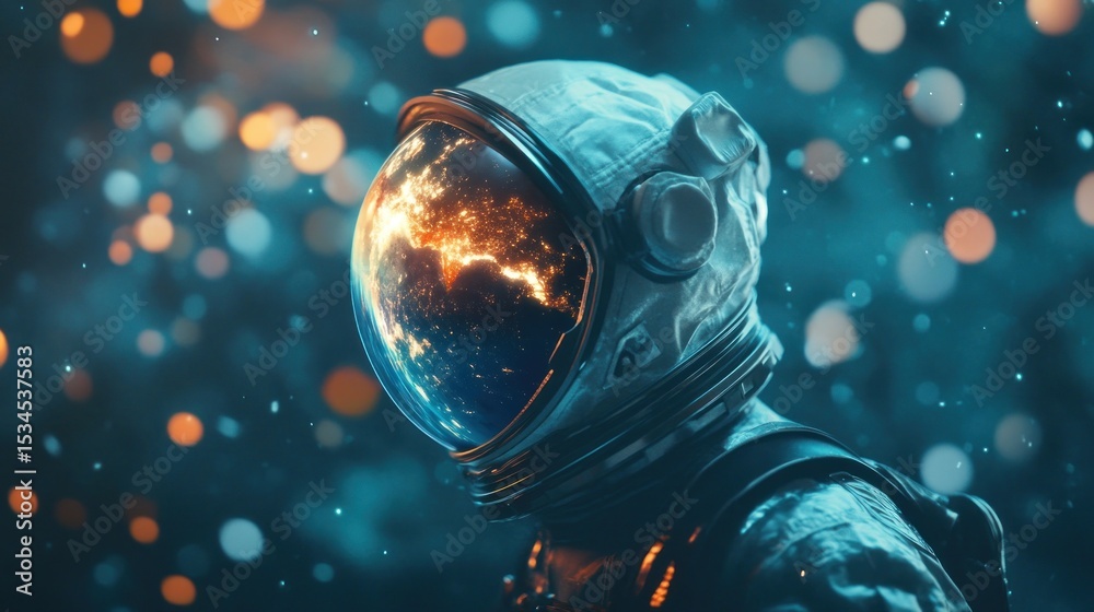 Fototapeta premium Astronaut gazing at Earth