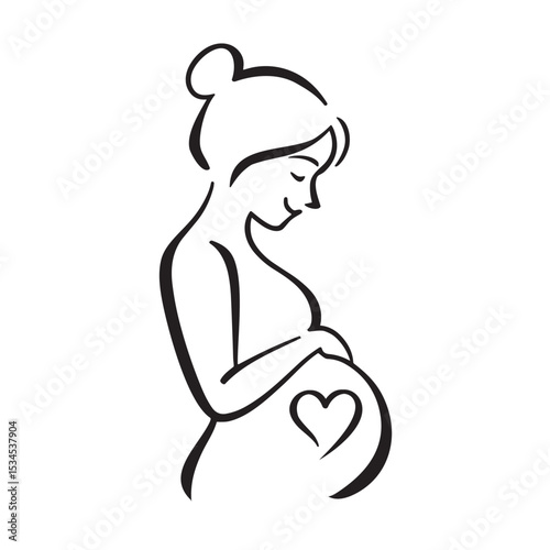 Pregnant Woman Silhouette Vector – Maternity Love and Motherhood Illustration