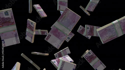 Money Falling Animation - 500 Euro Money Stacks