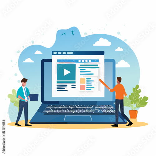 Software development, coding team, programming frontend backend framework, debugging algorithm, testing or deployment concept, young people software engineer working with online cloud computer lapto