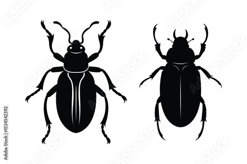 Beetle silhouette vector bundle  illustration