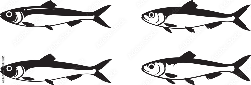 Obraz premium Anchovy Fish icon vector illustration