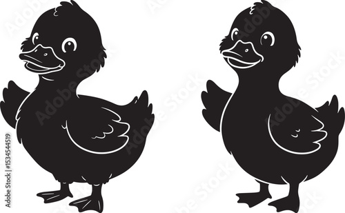 Cute Duck Line Art icon vector illustration