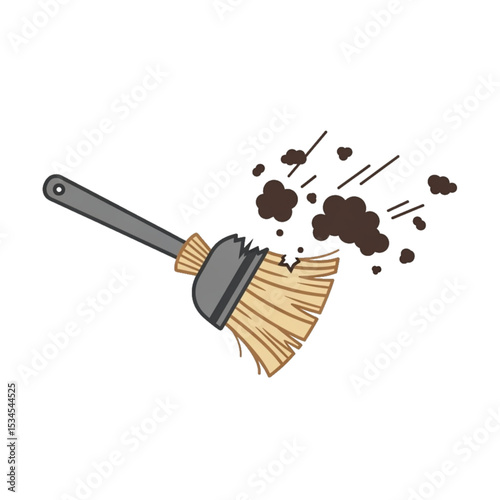 Broom sweeping mud