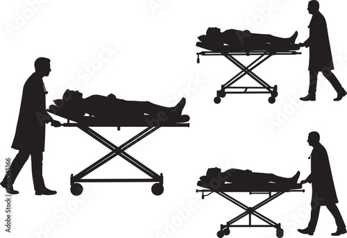 Doctor Pushing Gurney icon vector illustration