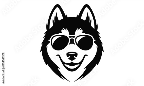 Cool husky dog wearing sunglasses vector illustration