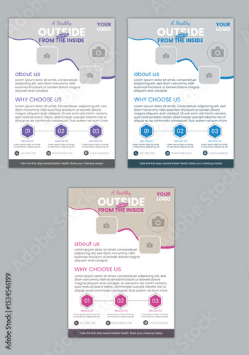 Modern Medical Health Care Flyer Template for Clinic, Hospital, and Wellness Promotion – Editable Layout with Photo Placeholders