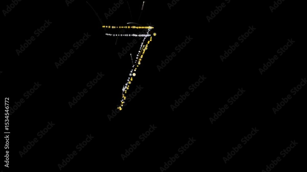 Countdown From 10 to 0 with Interwoven Gold and Silver Lines and Glowing Particles on Black Background