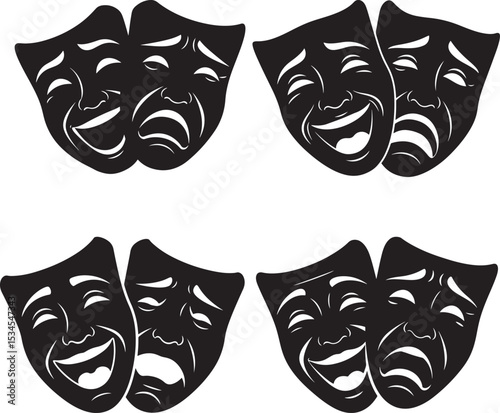 Theatre Drama Masks icon vector illustration