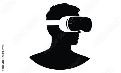 Silhouette of a person wearing a vr headset