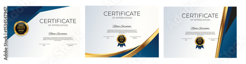 Certificate of achievement template set Background collection set. Award diploma design blank. Vector Illustration