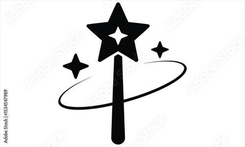 Magic wand icon with star and sparkling effect