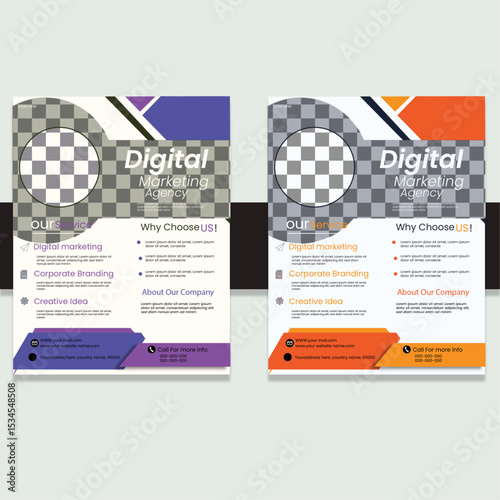 Modern Digital Marketing Flyer Template . A clean and professional digital marketing flyer design perfect for agencies, social media campaigns, and business promotions. Fully editable layout.
