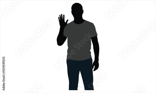 Silhouette of a man waving hello or goodbye