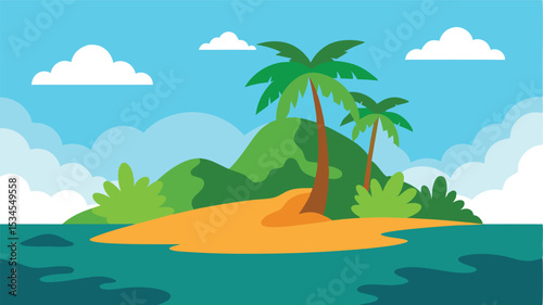 summer landscape with palm trees