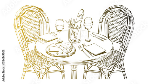 Hand-drawn vector illustration of a vintage wooden armchair, perfect for interior design