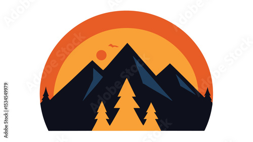  mountain and pine tree silhouette sunset camping 
