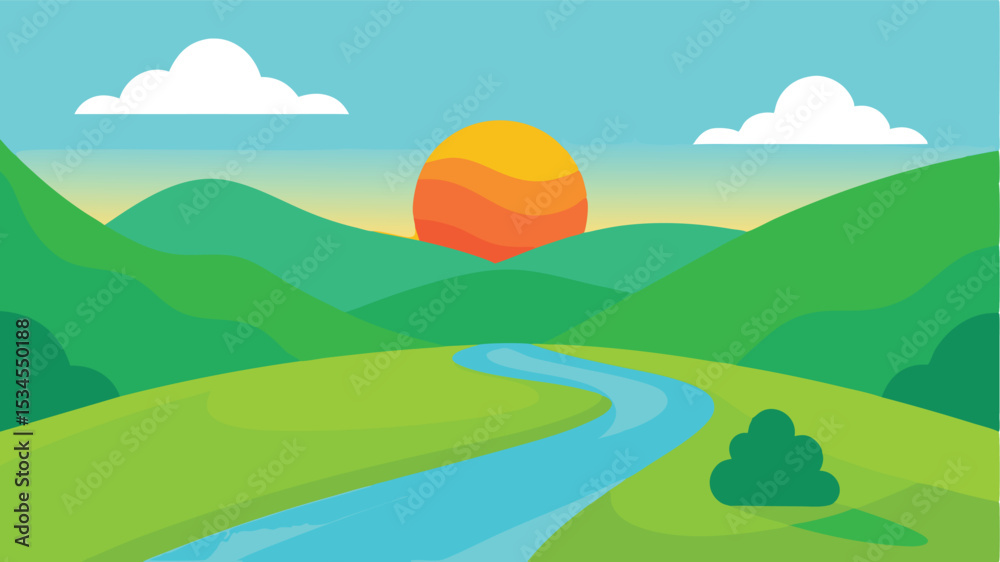 Fototapeta premium landscape with hills and mountains