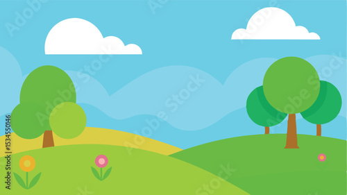 landscape with trees and clouds