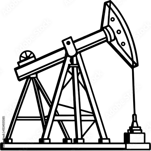 Lineart Icon of Oil Pump – Simple Industrial Equipment Illustration in Outline Style

