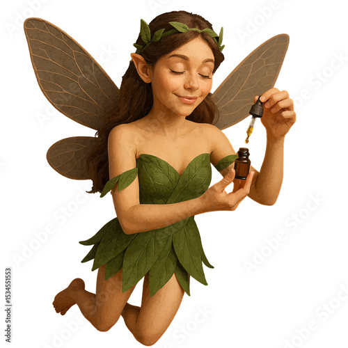 Magical Fairy Holding Herbal Oil – Fantasy Wellness and Nature Concept