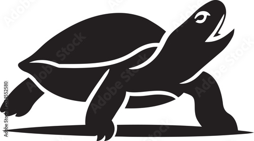 Running turtle silhouette black vector style, Turtle in motion minimal illustration