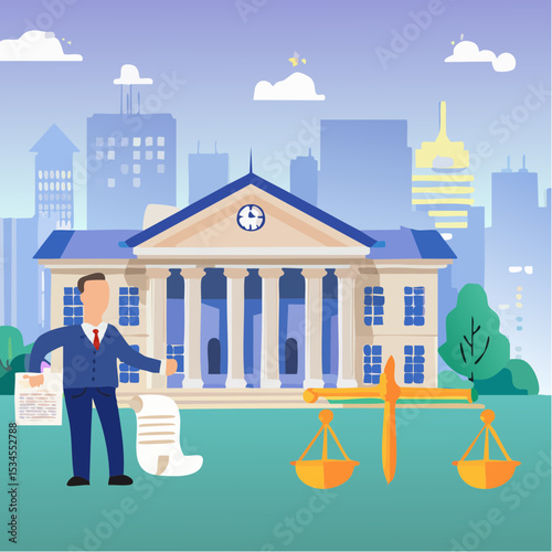 Regulations, law or rules, authority, legislation or government lawsuit, legal document justice or courthouse, verdict or punishment concept, businessman hold gavel with scale and regulation document