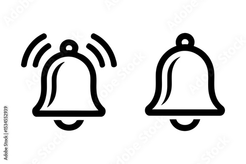 Two bell icons one ringing and one not ringing icon