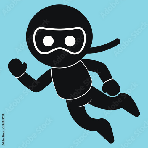 Silhouette of man scuba diving