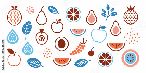 Seamless pattern featuring a delightful collection of cartoon Easter eggs, fruits, and vegetables