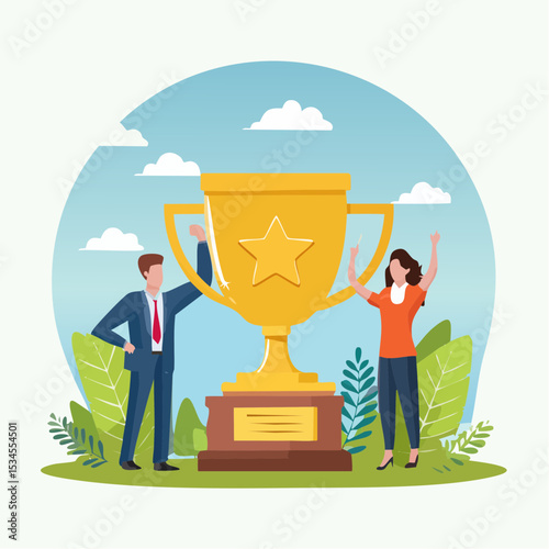 Team achievement, high quality employees, teamwork to help success together, best quality service reward, high performance staffs concept, business people celebrate high quality badge achievemen