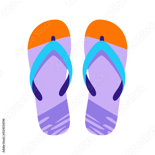 Colorful flip flops in flat design with purple and orange hues  
