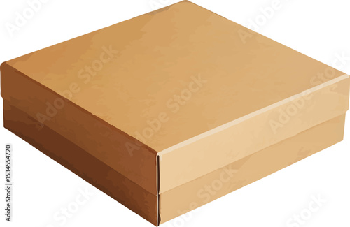 Closed brown cardboard box isolated on white background ready for shipping packaging