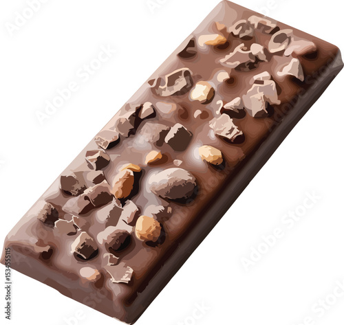 Delicious chocolate bar with nuts isolated on white background for culinary design