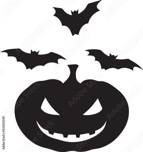 halloween pumpkin with bats
