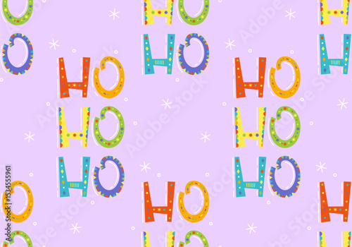 Ho Ho Ho Seamless Background Pattern. Santa Claus Laughing. Funny Background