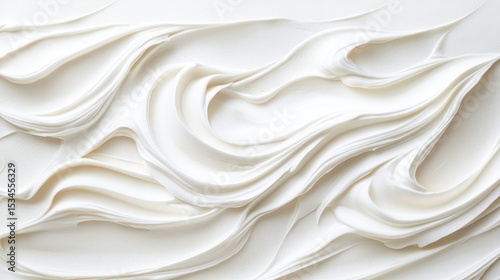 White frosting swirls background. Creamy dessert topping texture. Sweet gluten free low carb backdrop. Food concept. Delicious frosting waves.